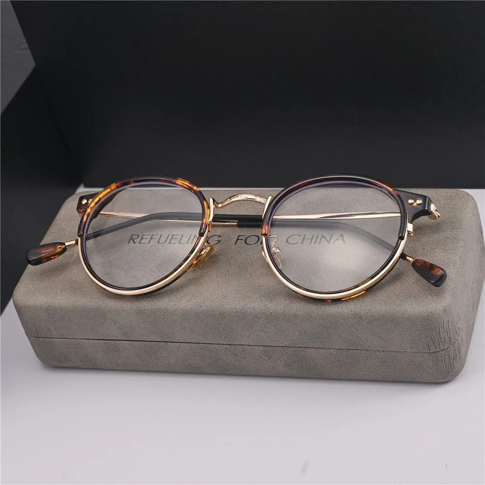 Cubojue Unisex Full Rim Small Round Acetate Alloy Presbyopic Reading Glasses 6809p