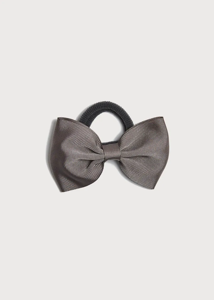 Dark Grey Medium Bow Hair Tie