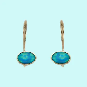 Delicate 9ct Gold Blue Opal classic Earrings