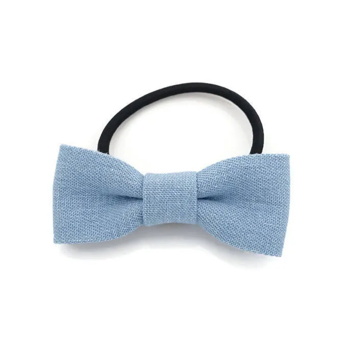 Denim Jean Mini Bow Elastic Ponytail Holder for Women Hair Ties