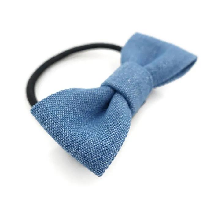 Denim Jean Mini Bow Elastic Ponytail Holder for Women Hair Ties