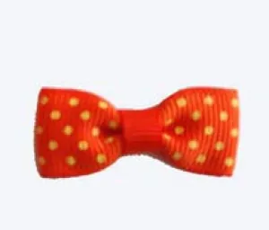 Dog Hair Bow - Just Ducky Orange/Yellow Polka Dot Bow Tie