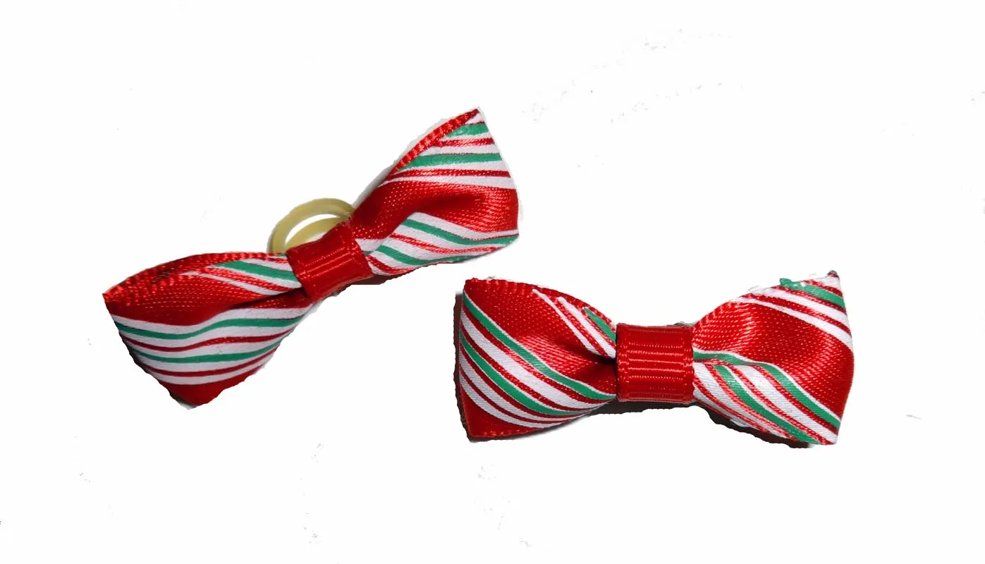 Dog Hair Bows-Candy Cane Stripe Bow Ties