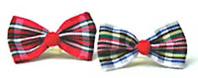 Dog Hair Bows - Tartan Bow Tie with Pompom