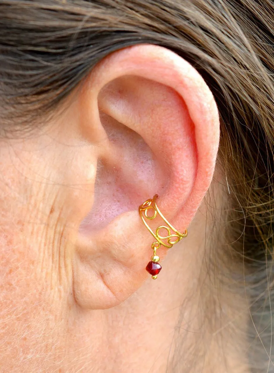 Ear Cuff Dangling Bead - Gold