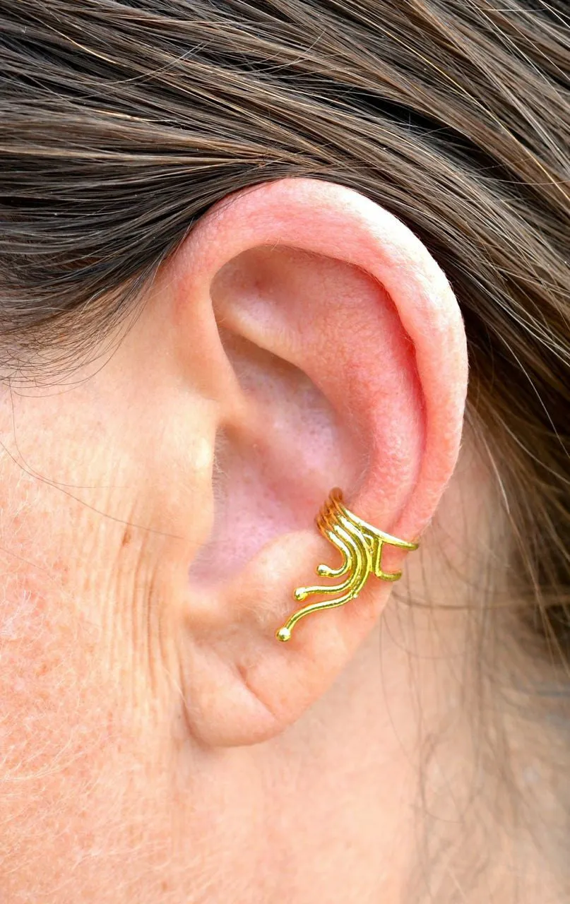 Ear Cuff Spiral Wave - Gold