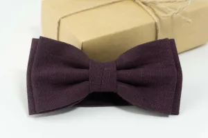 Eggplant Linen Bow Tie - Elegant Accessory for Men's Formal Wear