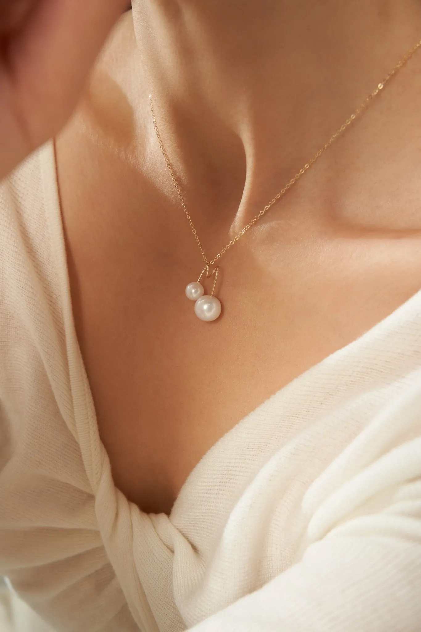 Embellished Series Double Pearl Mom Necklace