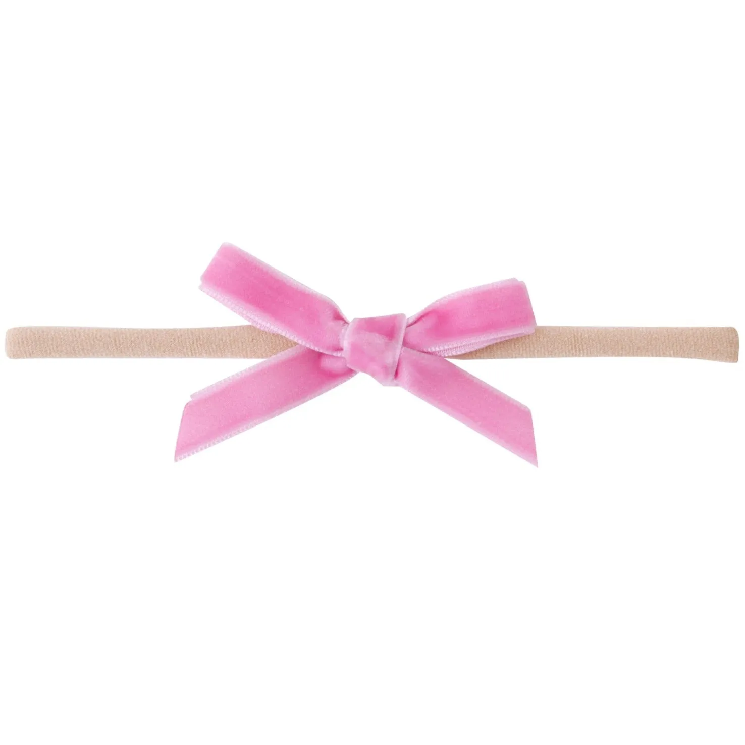 EVIE Velvet MINI Bow on Skinny Nylon Headband - Bubblegum