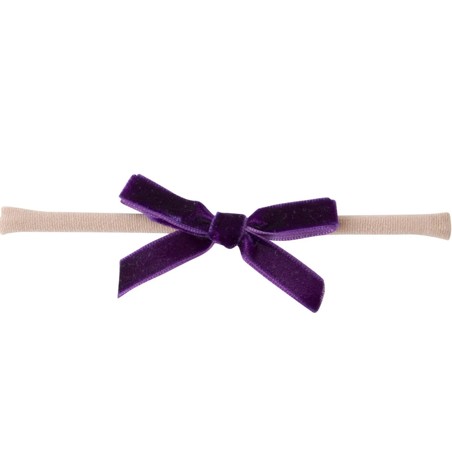 EVIE Velvet MINI Bow on Skinny Nylon Headband - Purple