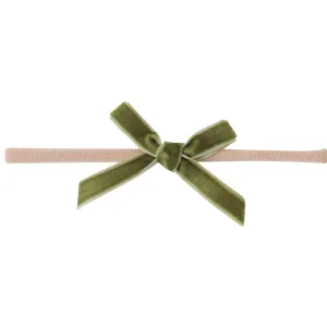 EVIE Velvet MINI Bow on Skinny Nylon Headband - Willow