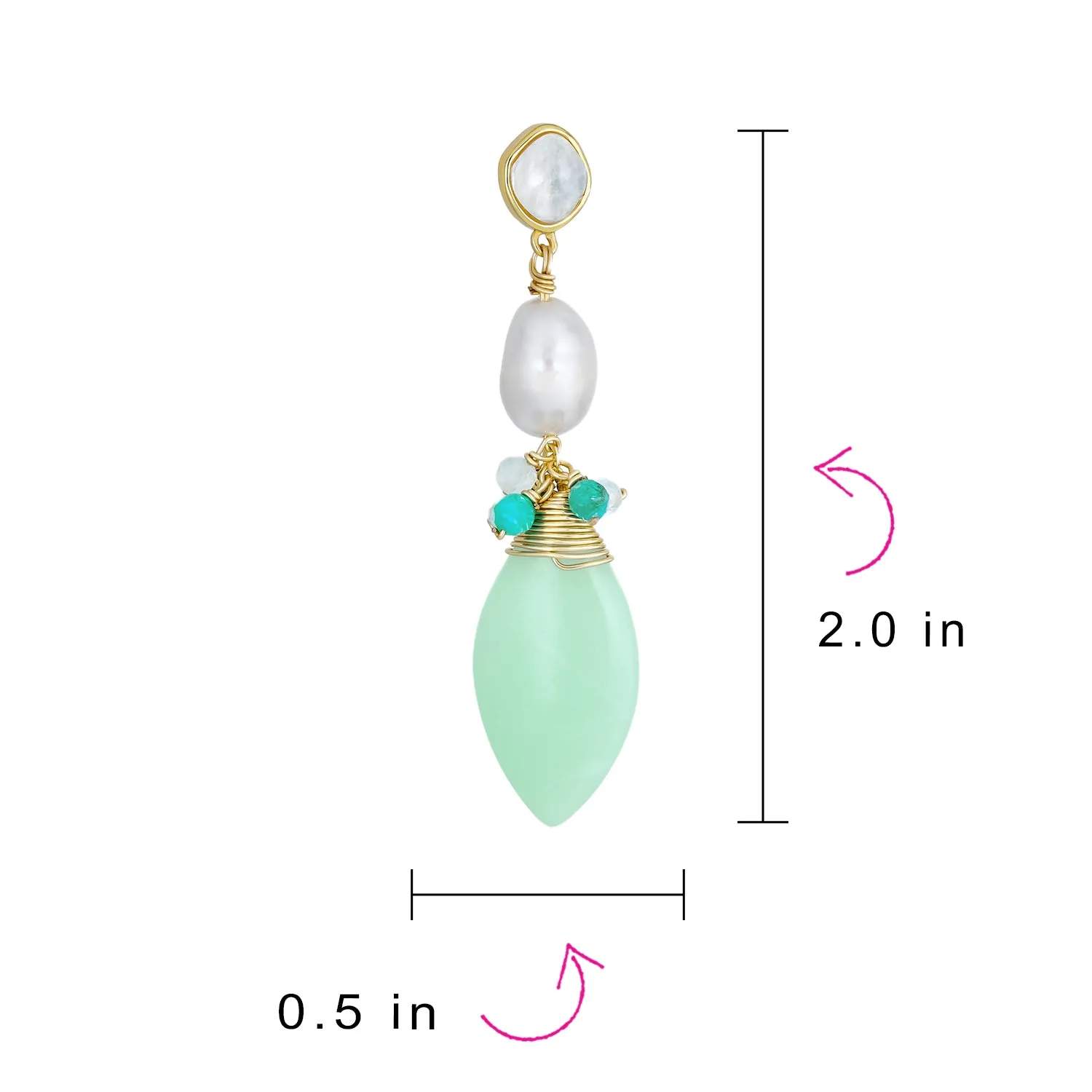 Fine Fashion Dangle Gemstone Earrings with Multi-Color Crystal Beads and Pearls