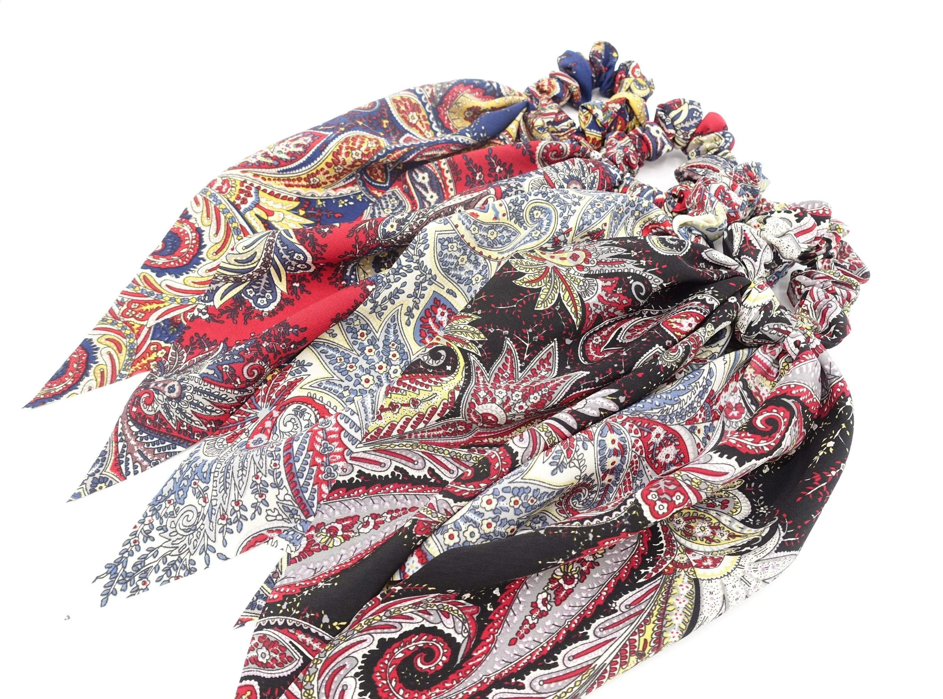 floral paisley print scrunchies wing knot hair elastic scrunchy for women