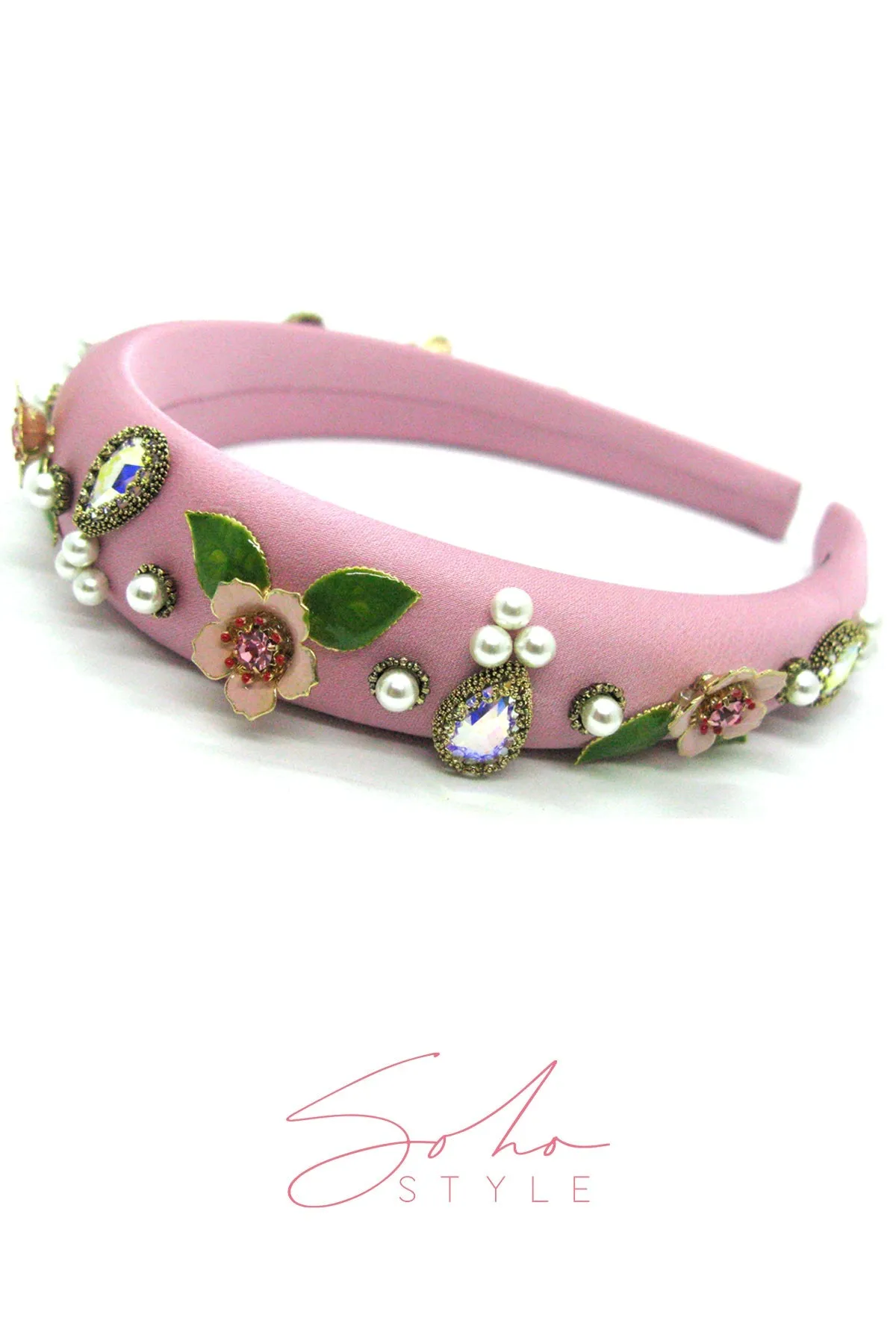 Flower and Pearl Stone Headband