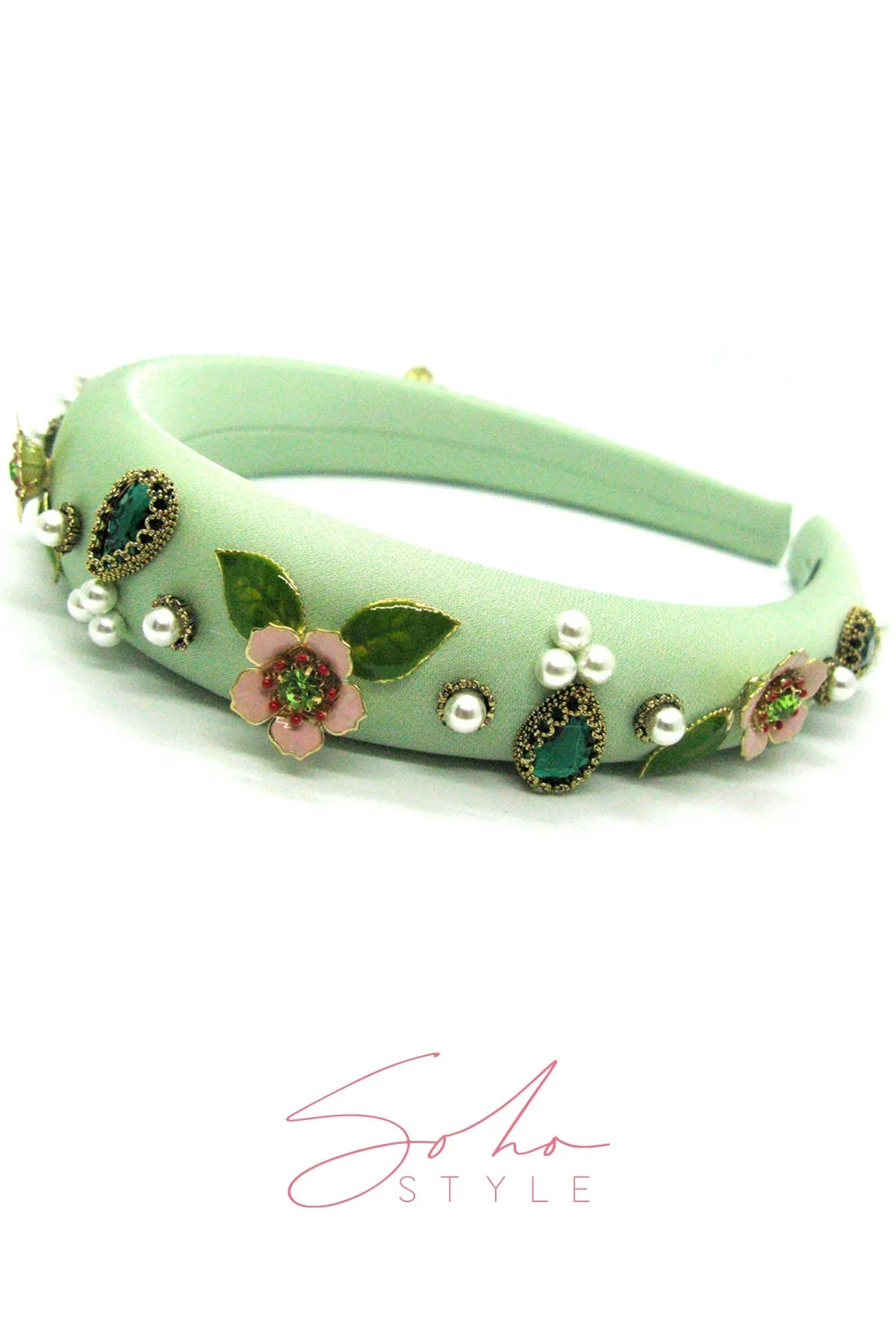 Flower and Pearl Stone Headband