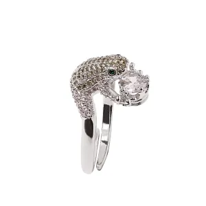 Frog Ring With Sparkling CZ Stones