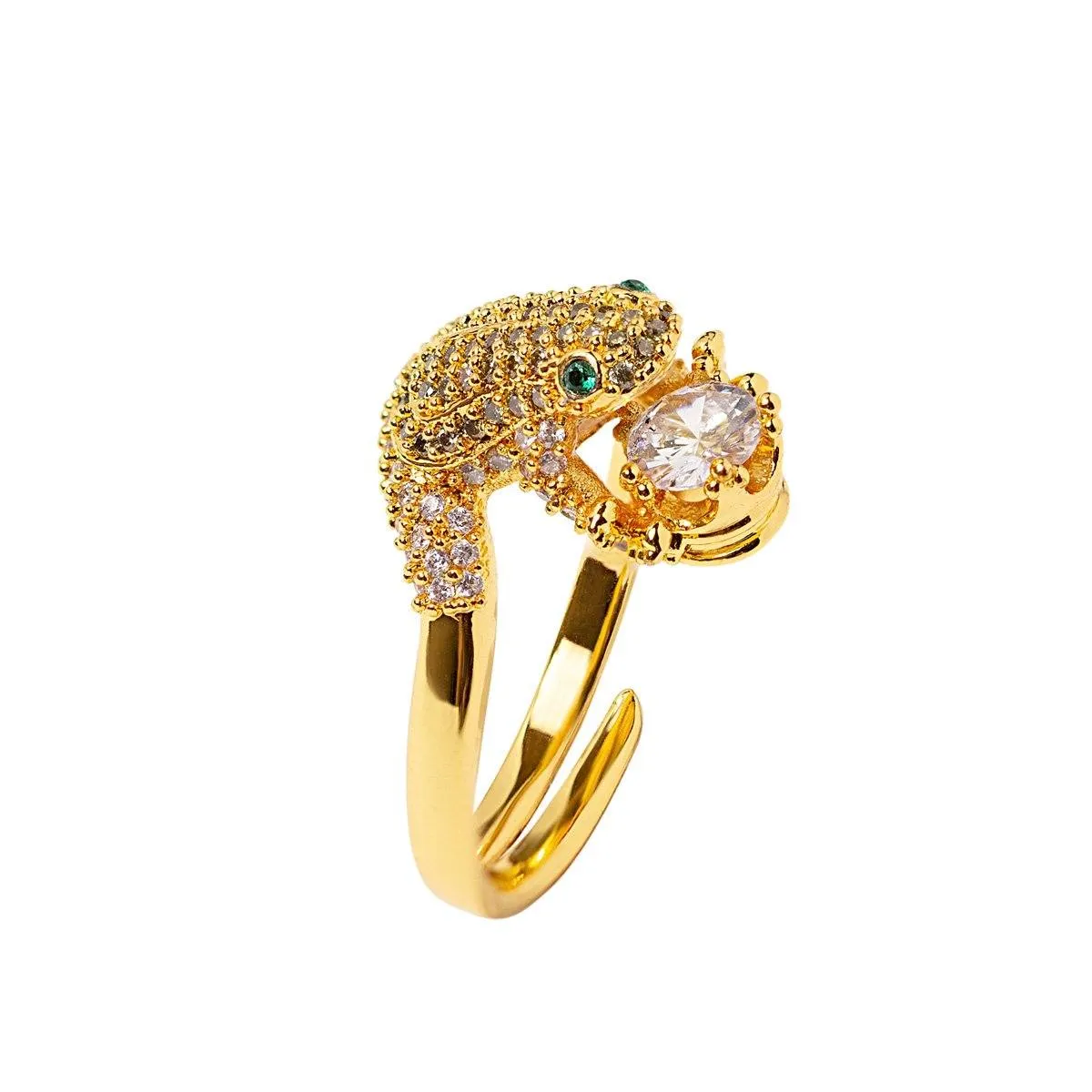 Frog Ring With Sparkling CZ Stones