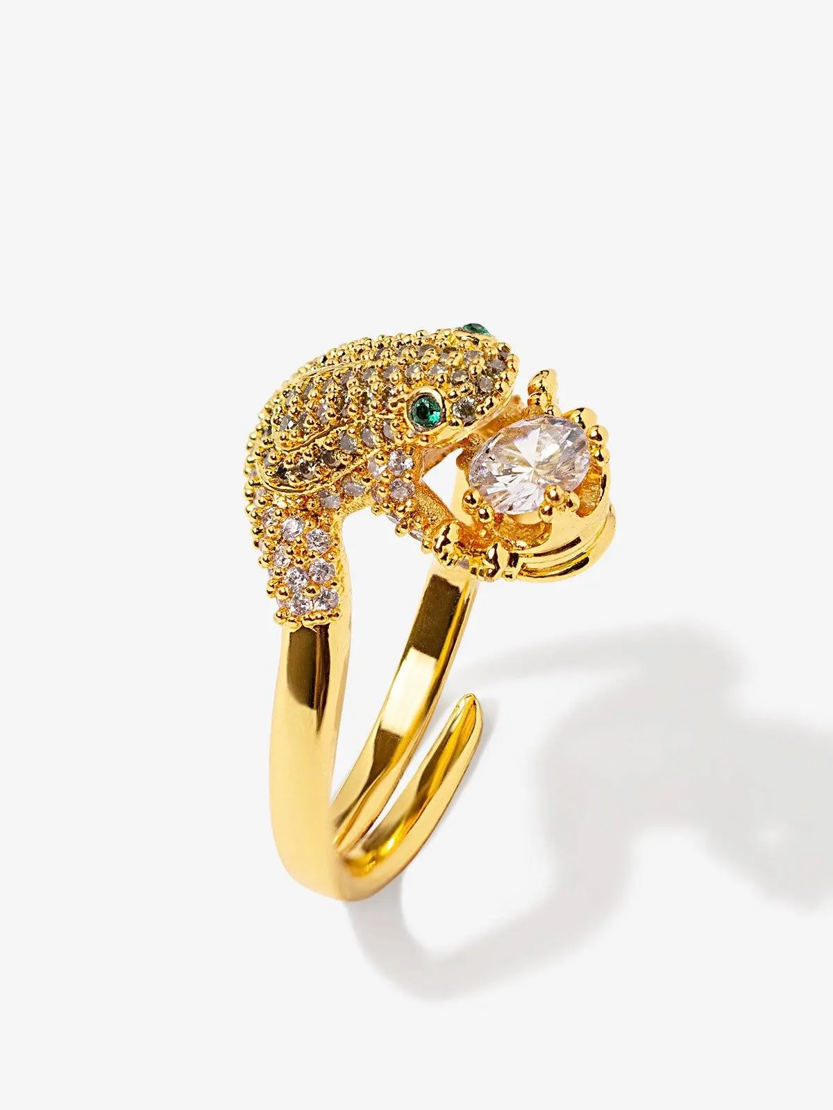 Frog Ring With Sparkling CZ Stones