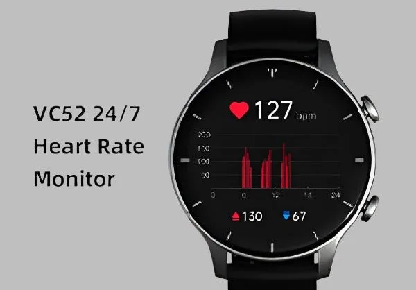 G-TiDE Smart Watch, Answer/Make Call, 300mAh Big Battery Smartwatch, VC52 Heart Rate Blood Oxygen , Smart Watch for Android/iOS, IP68 Waterproof, Gray