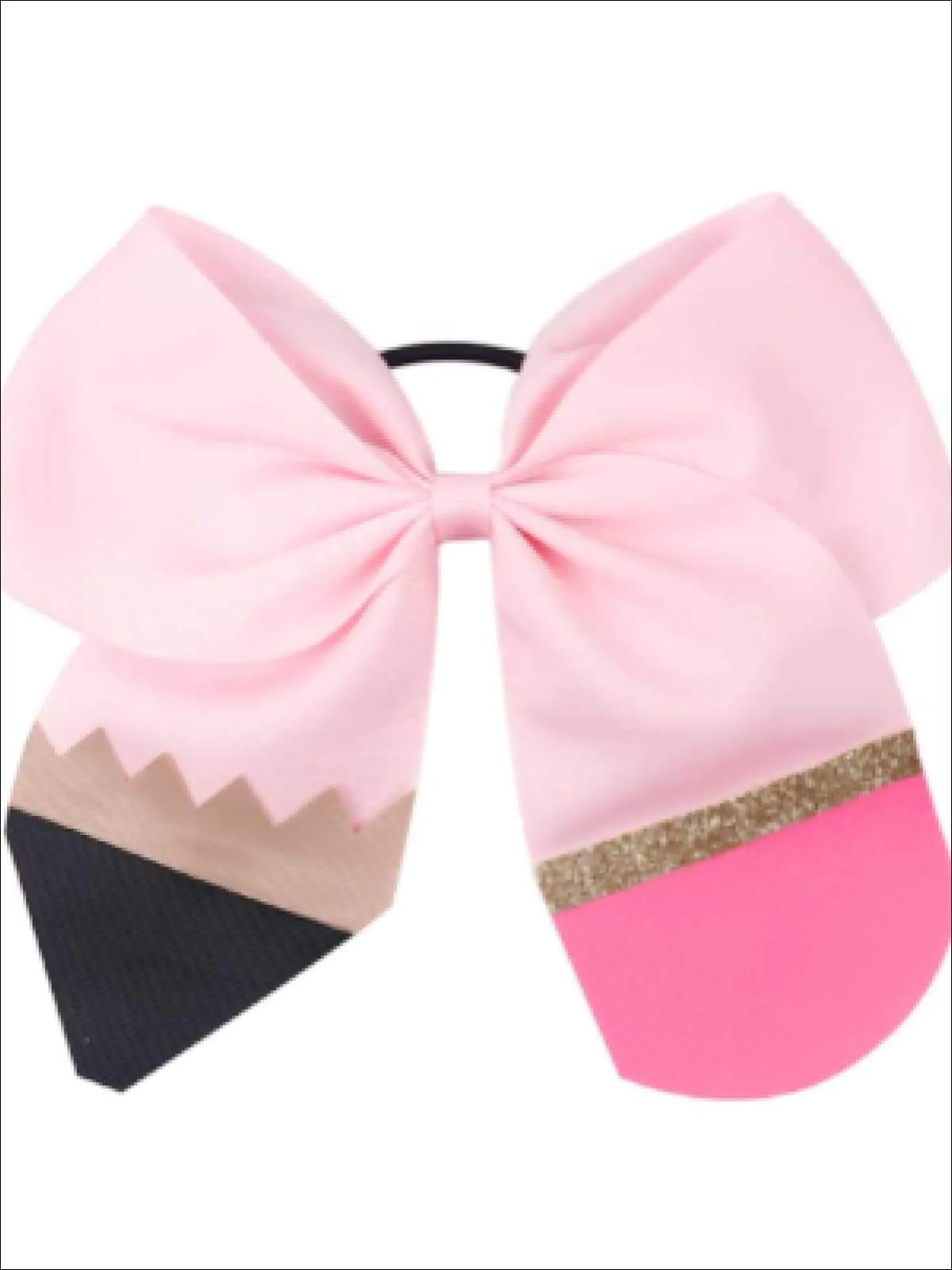 Girls Back to School Pencil & Eraser 7.5 inch Elastic Hair Tie Bow