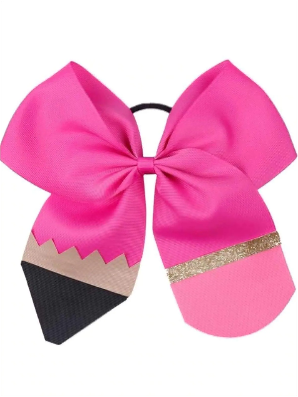 Girls Back to School Pencil & Eraser 7.5 inch Elastic Hair Tie Bow