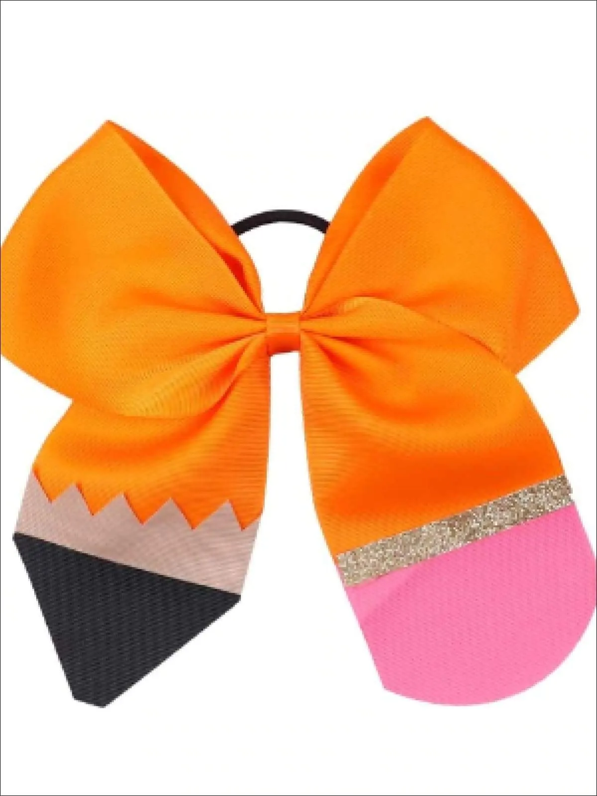 Girls Back to School Pencil & Eraser 7.5 inch Elastic Hair Tie Bow