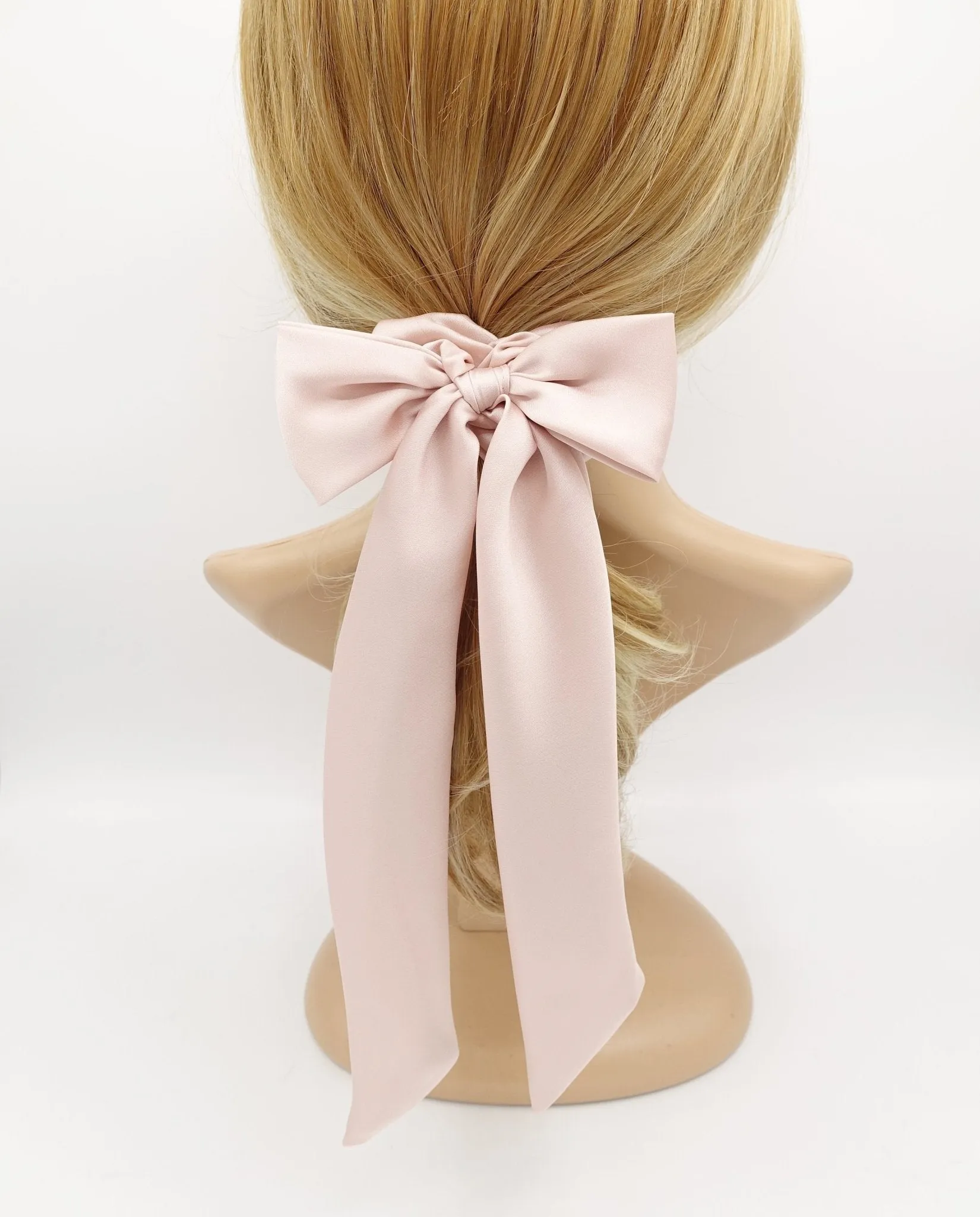 glossy satin tail bow knot scrunchies hair tie elastic scrunchy accessory for women