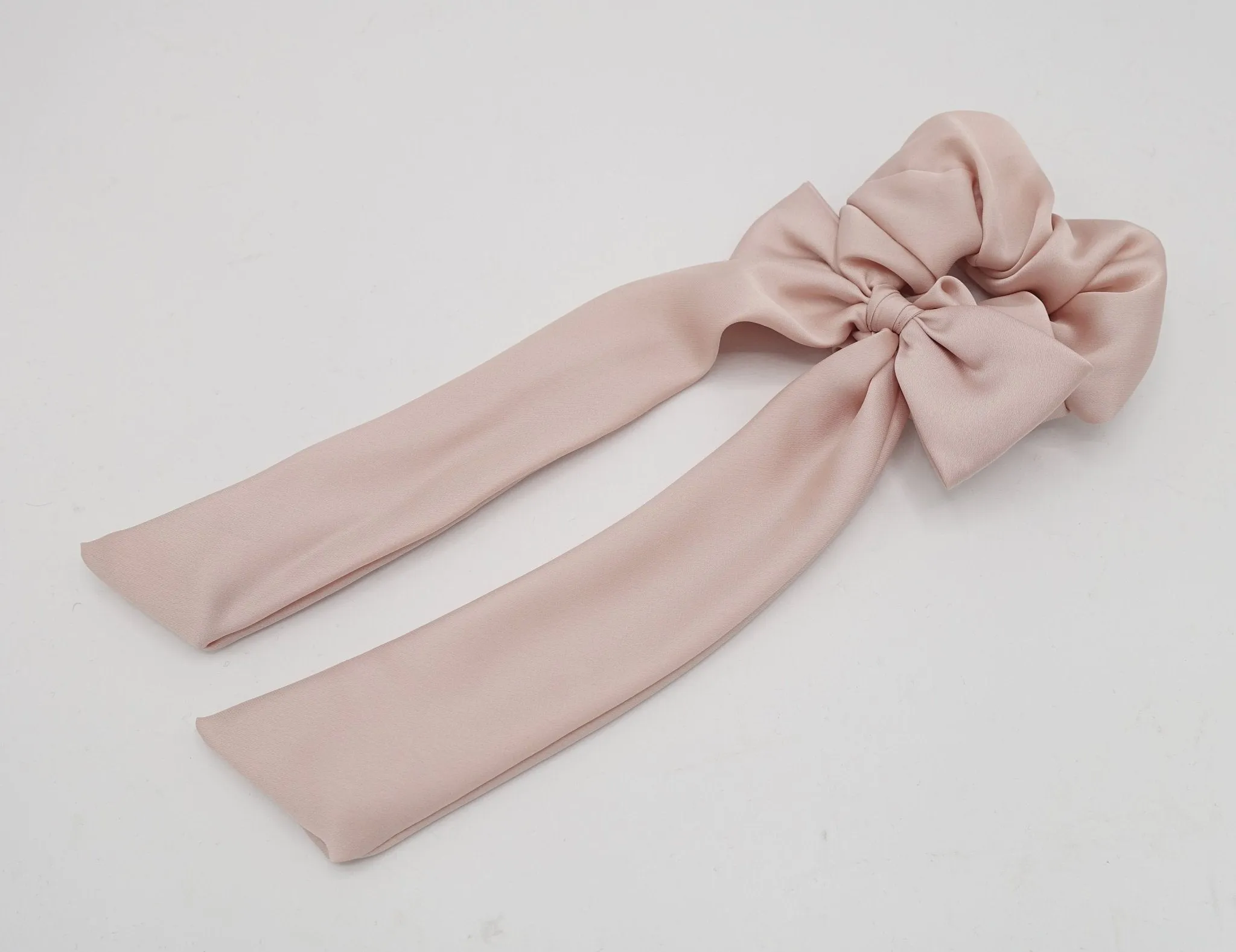 glossy satin tail bow knot scrunchies hair tie elastic scrunchy accessory for women