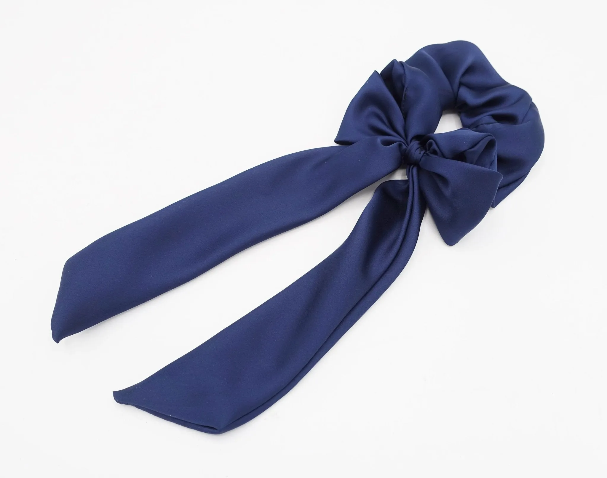 glossy satin tail bow knot scrunchies hair tie elastic scrunchy accessory for women