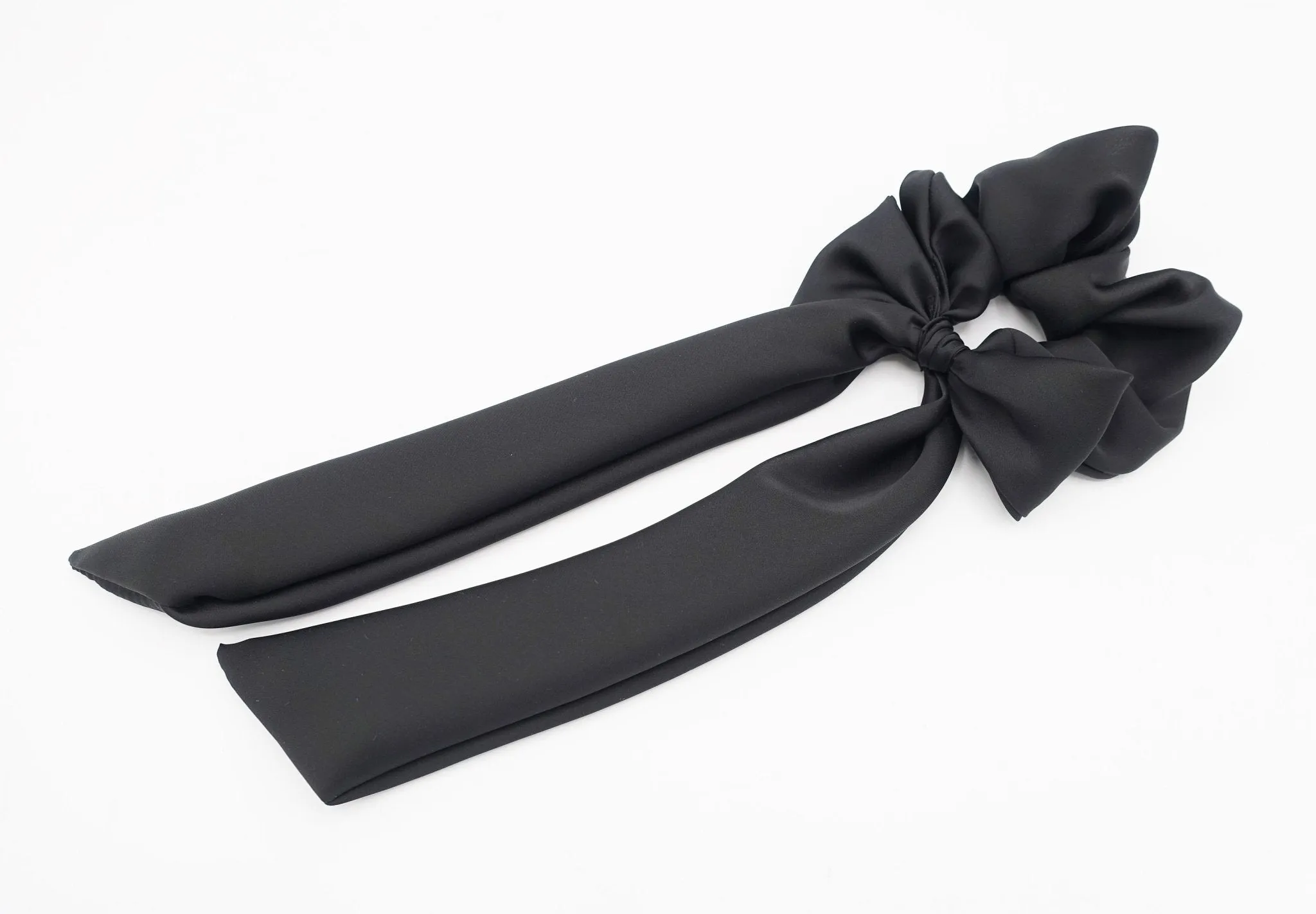 glossy satin tail bow knot scrunchies hair tie elastic scrunchy accessory for women