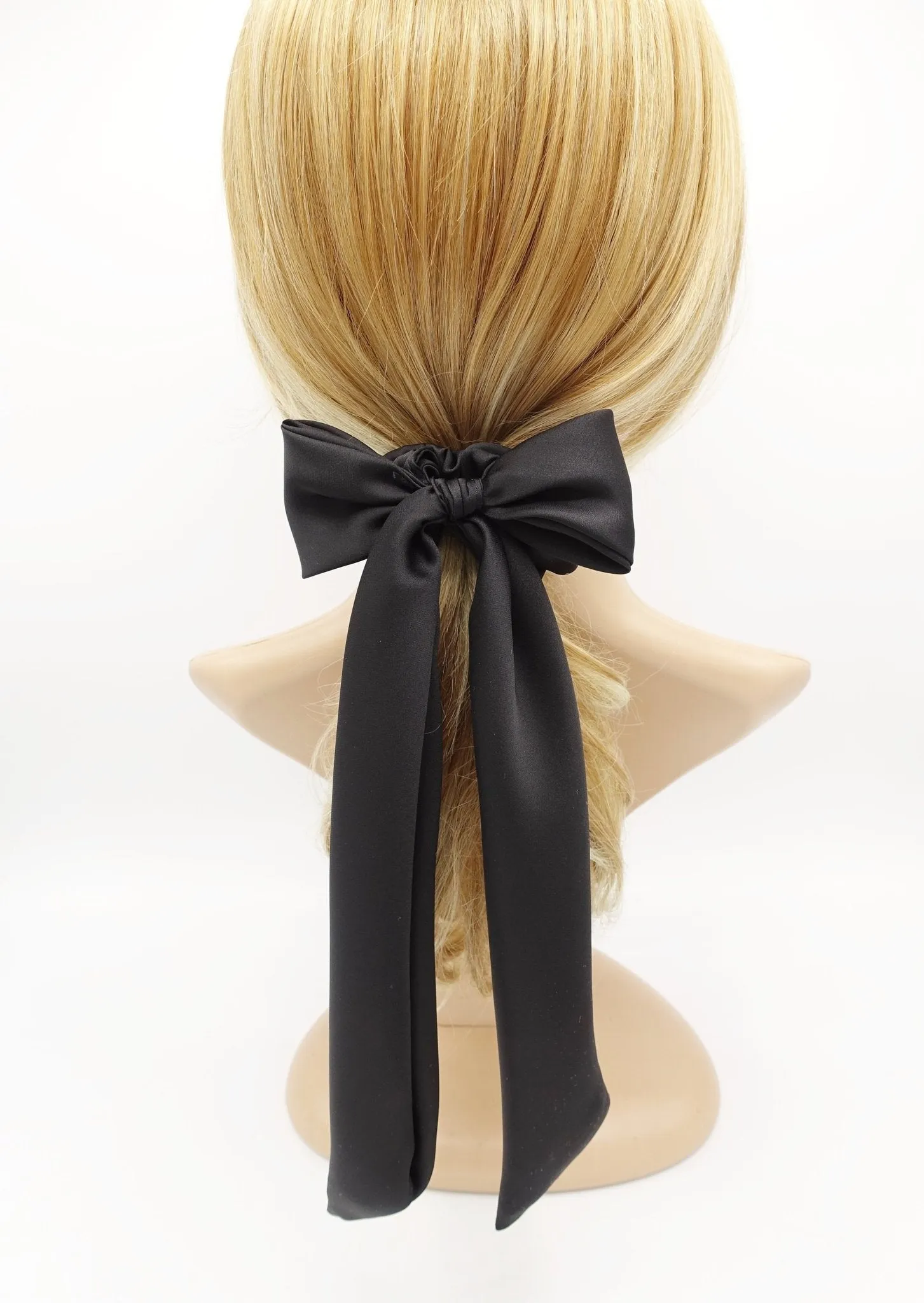 glossy satin tail bow knot scrunchies hair tie elastic scrunchy accessory for women