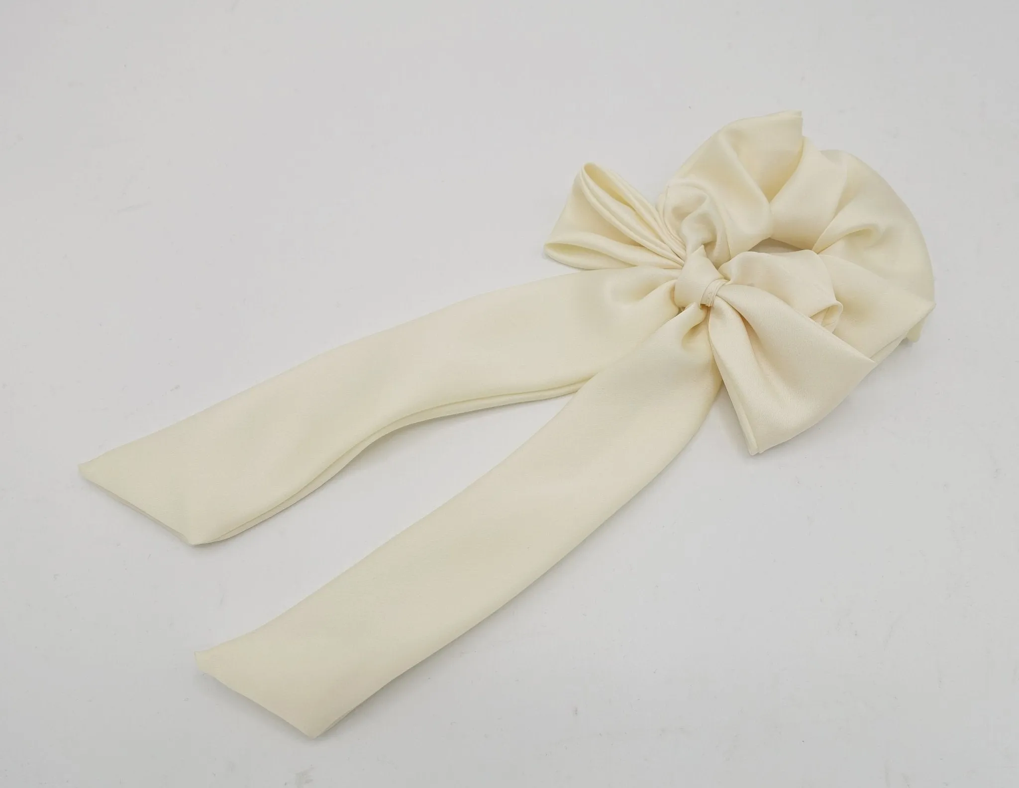 glossy satin tail bow knot scrunchies hair tie elastic scrunchy accessory for women