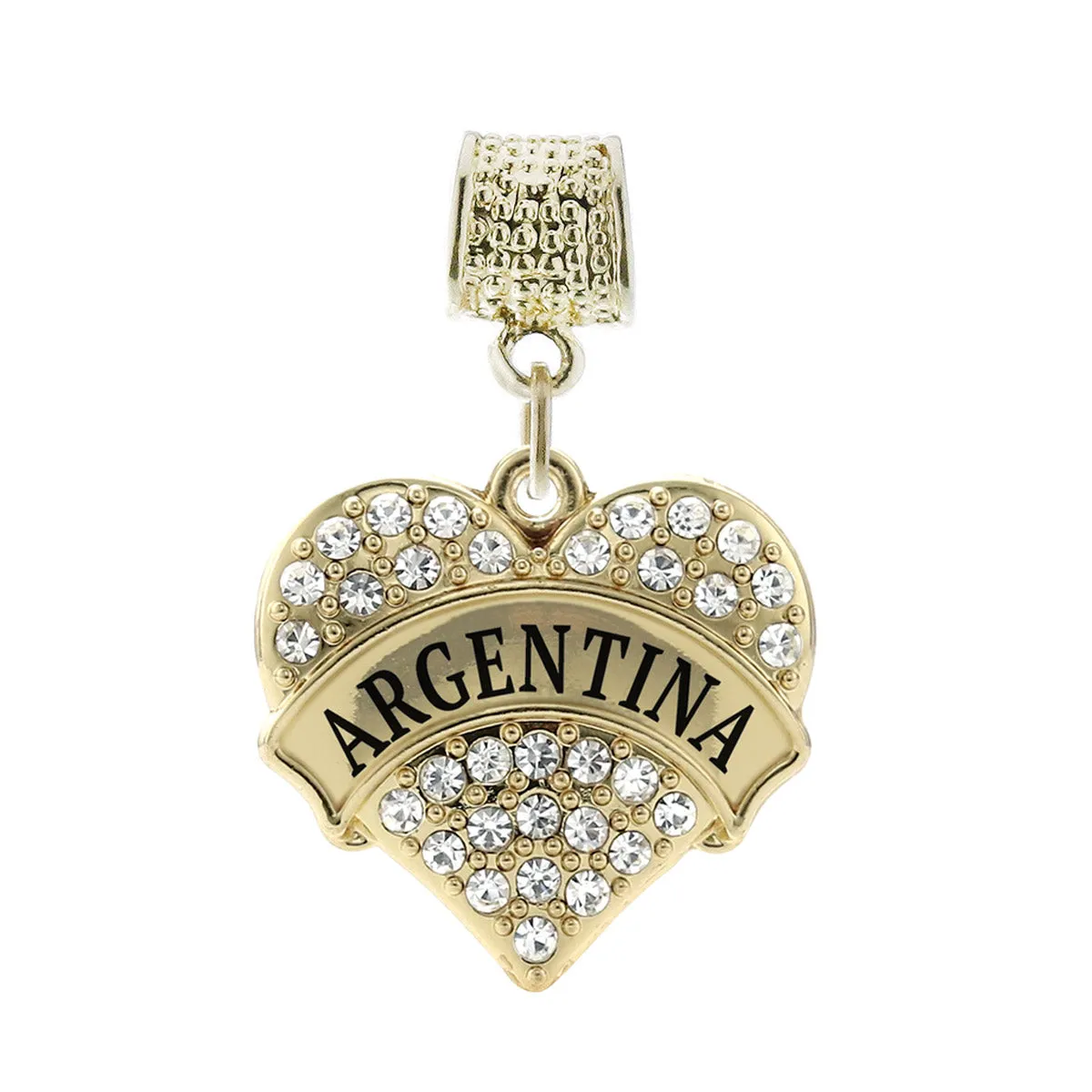 Gold Argentina Pave Heart Memory Charm