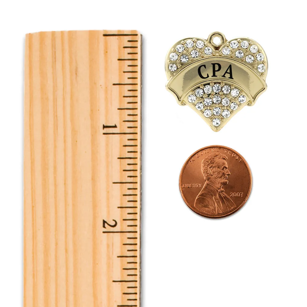 Gold CPA Pave Heart Memory Charm