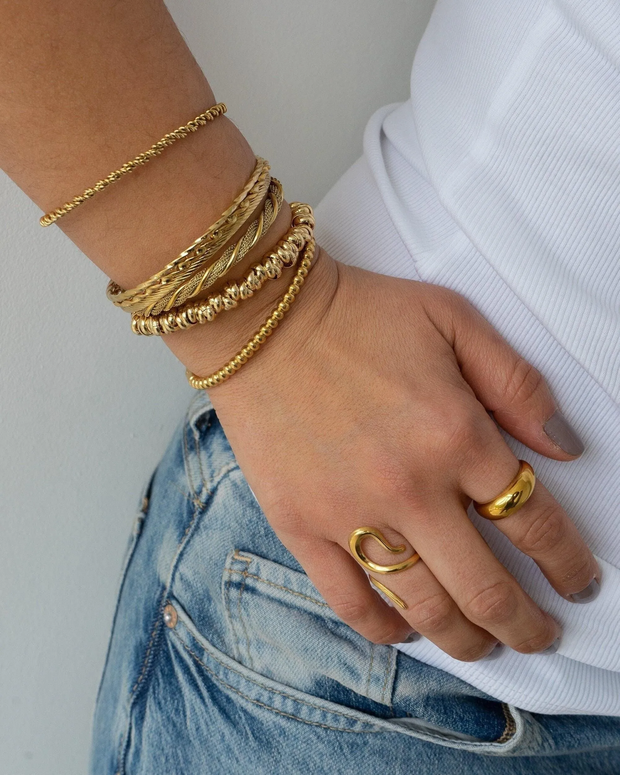 Gold Dainty Braided Bangle