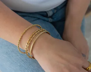 Gold Dainty Braided Bangle