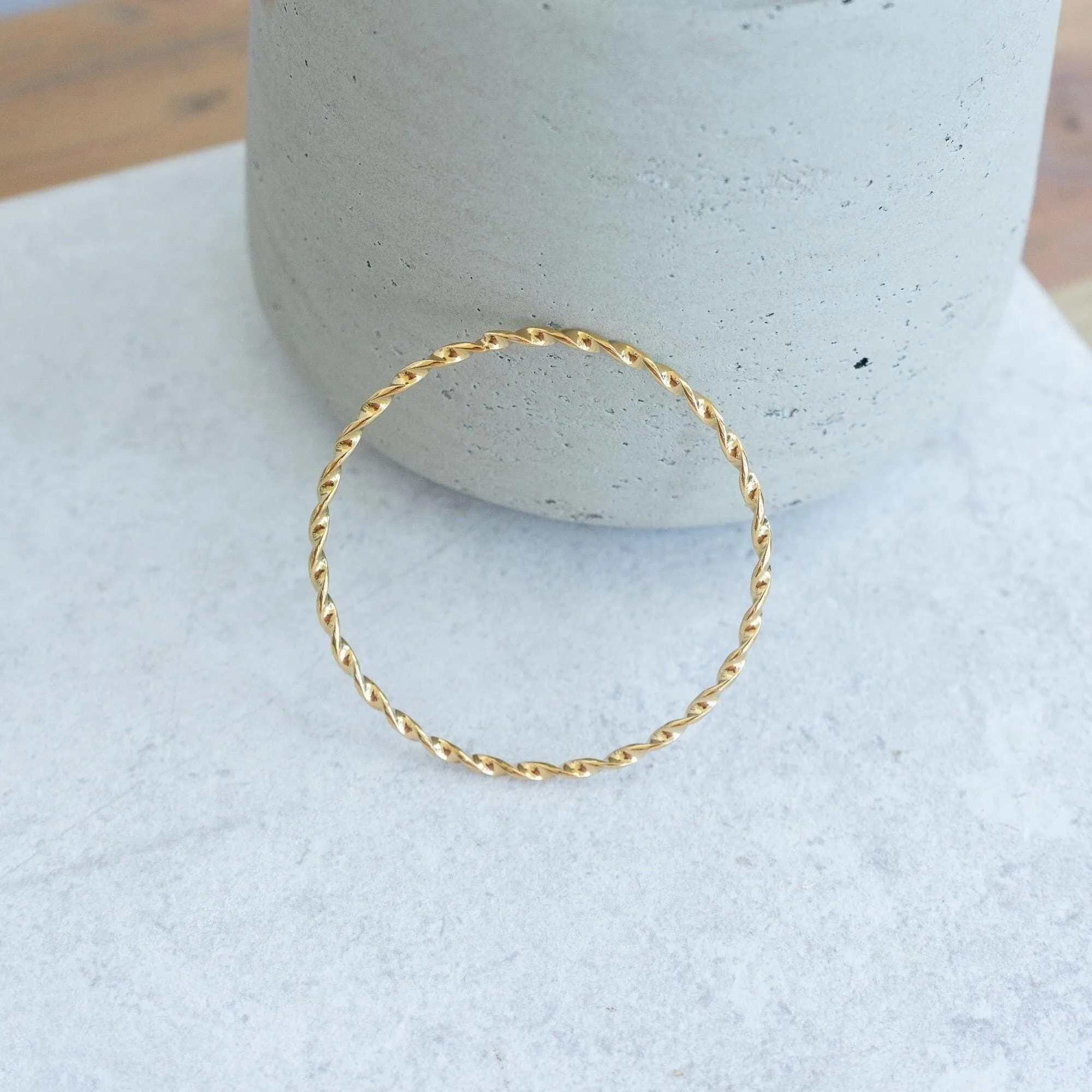 Gold Dainty Braided Bangle