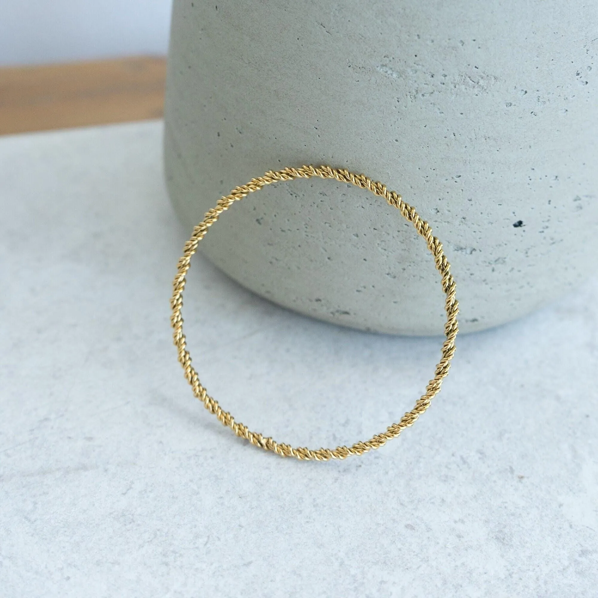 Gold Dainty Braided Bangle