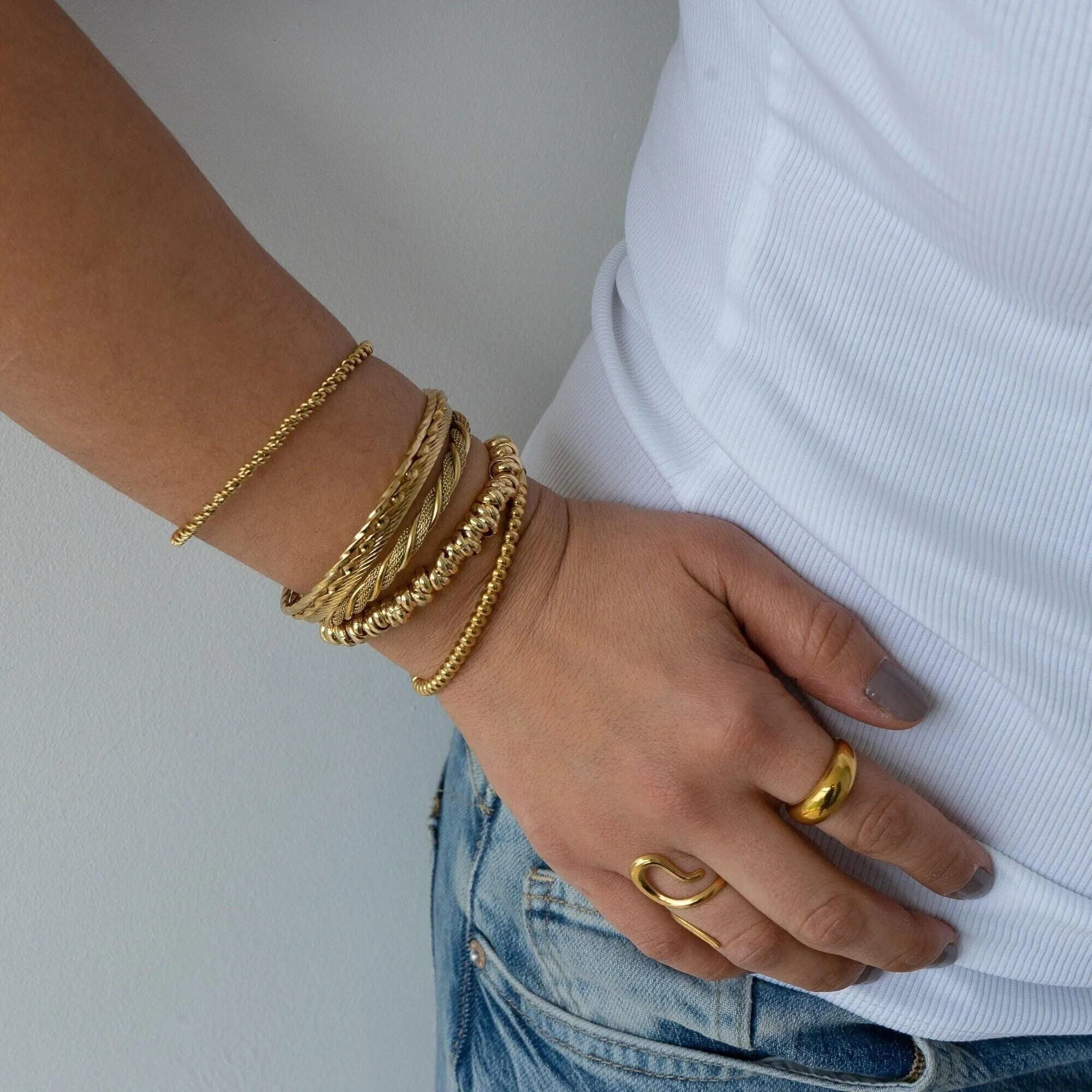 Gold Dainty Braided Bangle