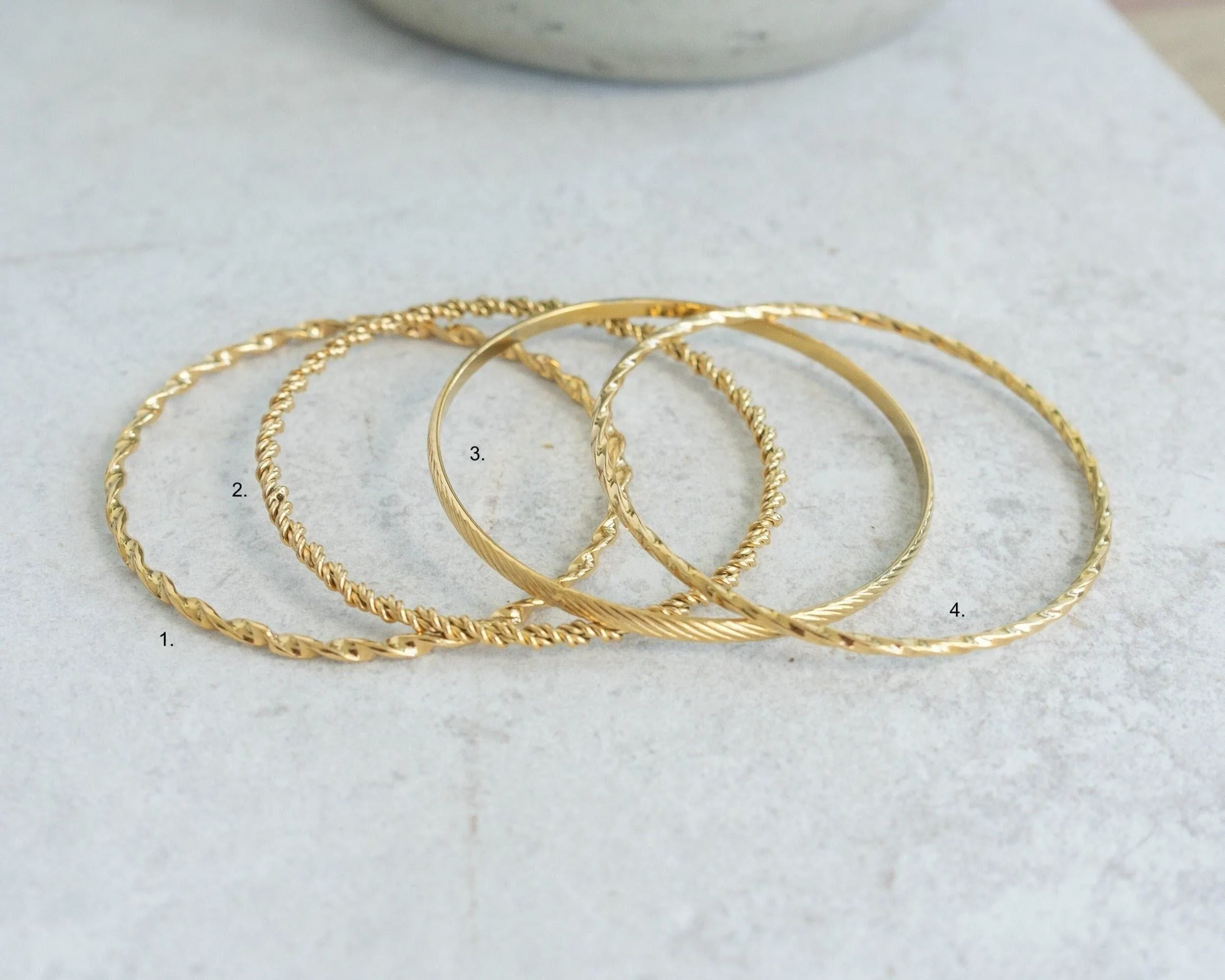 Gold Dainty Braided Bangle