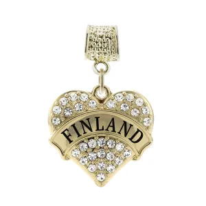 Gold Finland Pave Heart Memory Charm