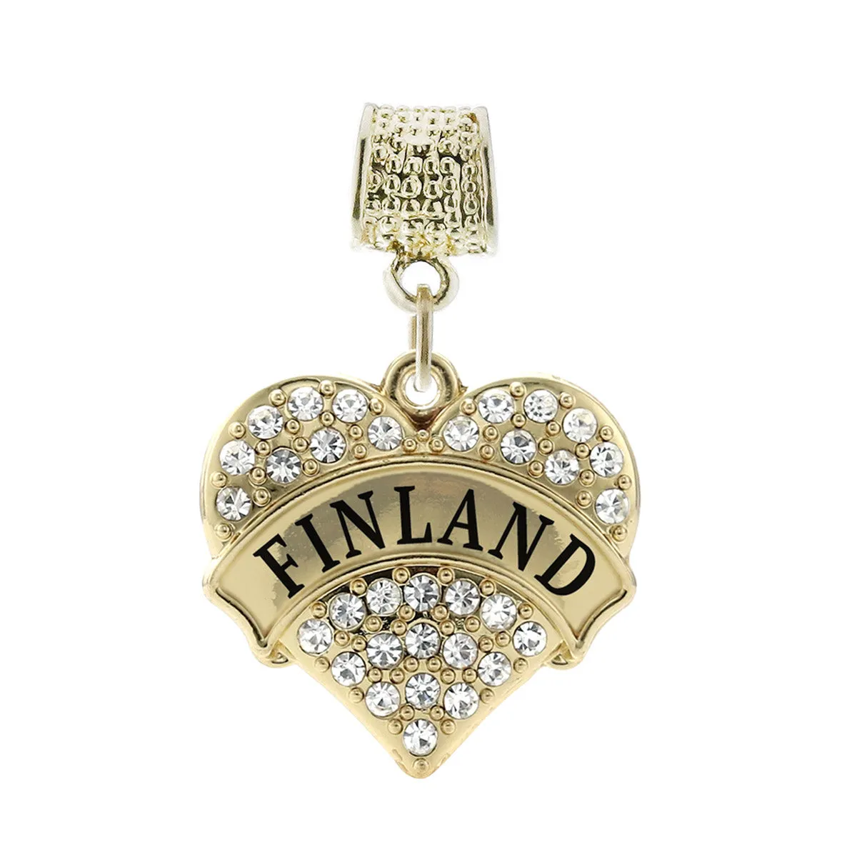 Gold Finland Pave Heart Memory Charm