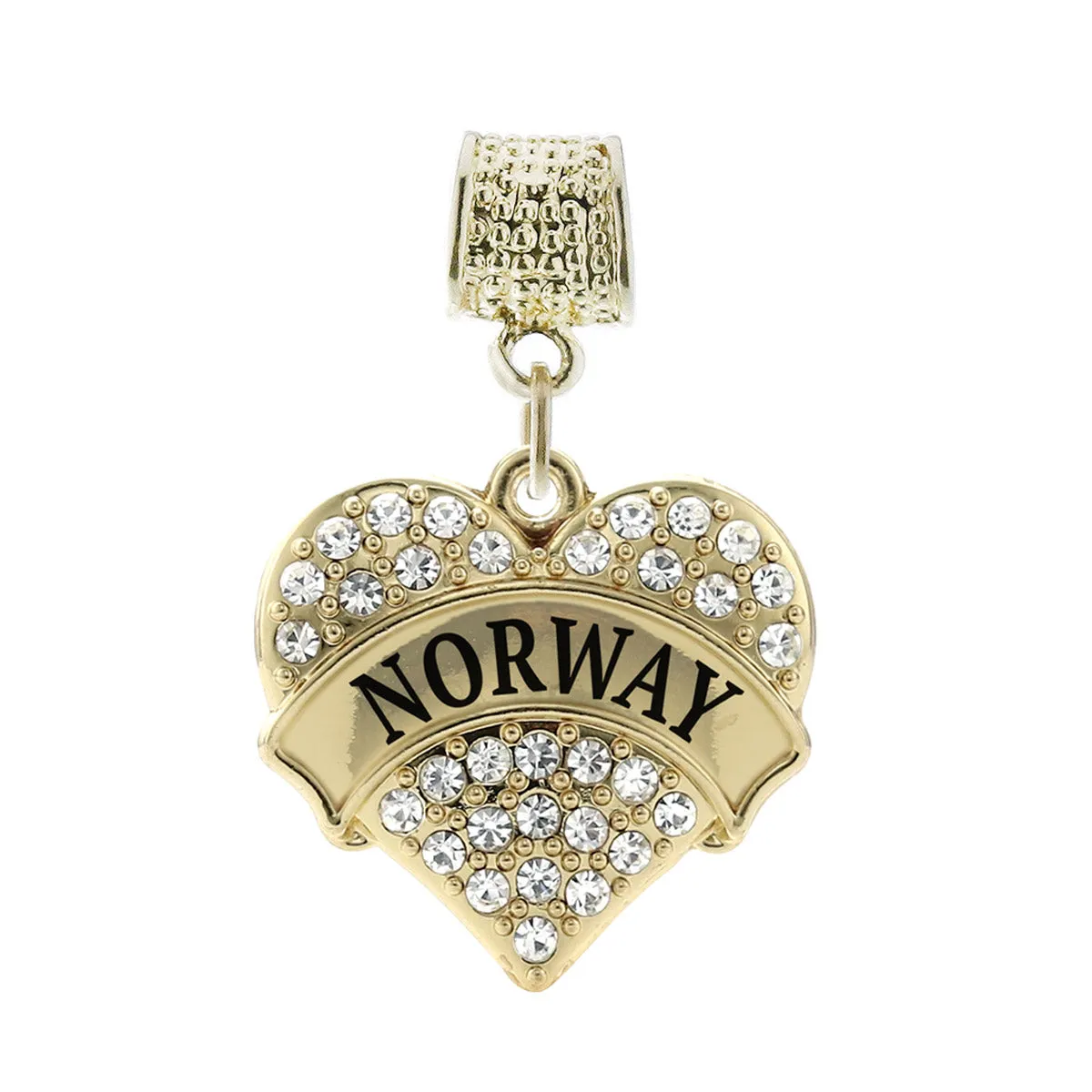 Gold Norway Pave Heart Memory Charm