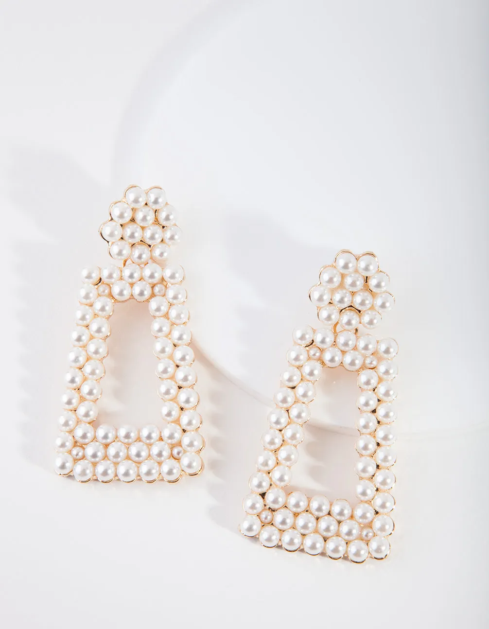 Gold Pearl Trapeze Drop Earring