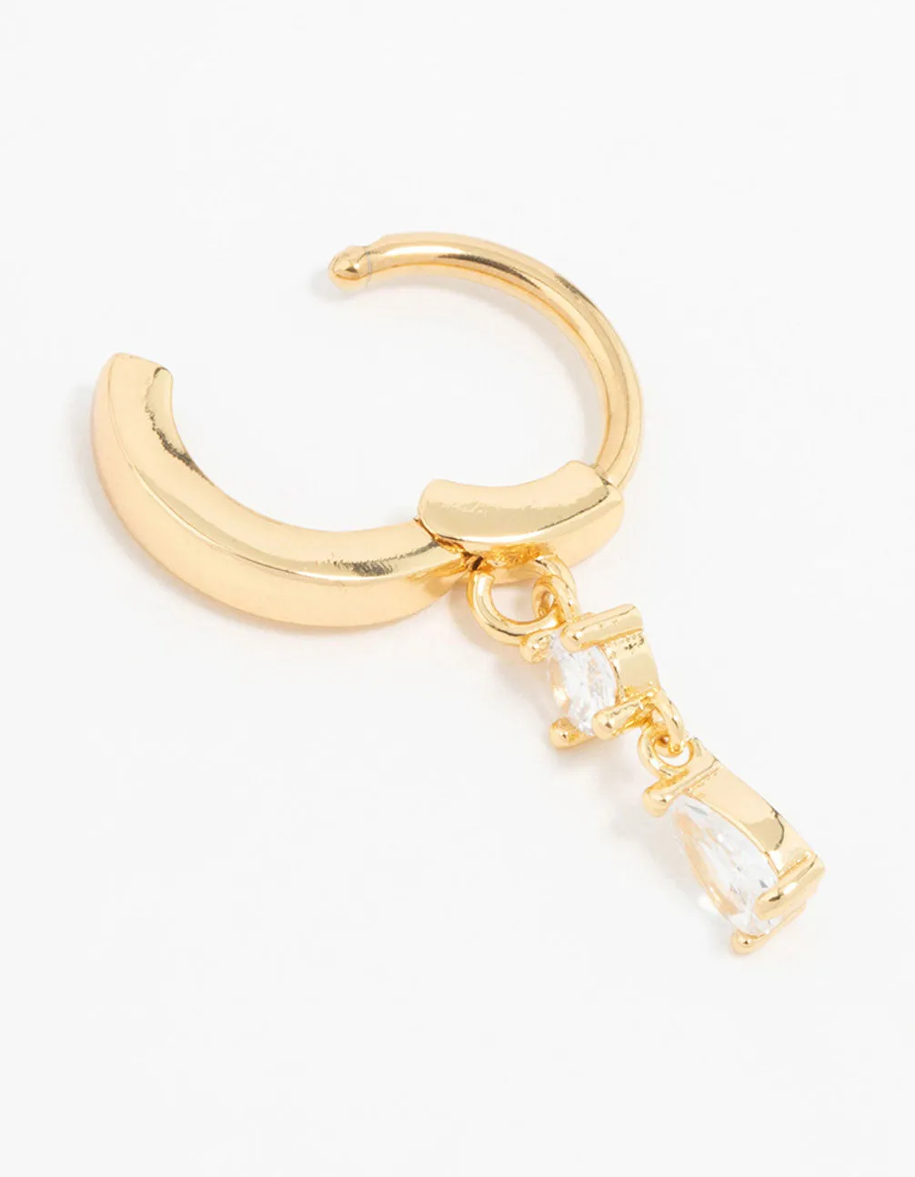 Gold Plated Surgical Steel Pear Cubic Zirconia Drop Belly Ring