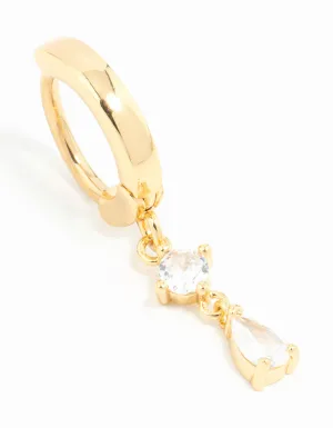 Gold Plated Surgical Steel Pear Cubic Zirconia Drop Belly Ring