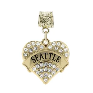 Gold Seattle Pave Heart Memory Charm