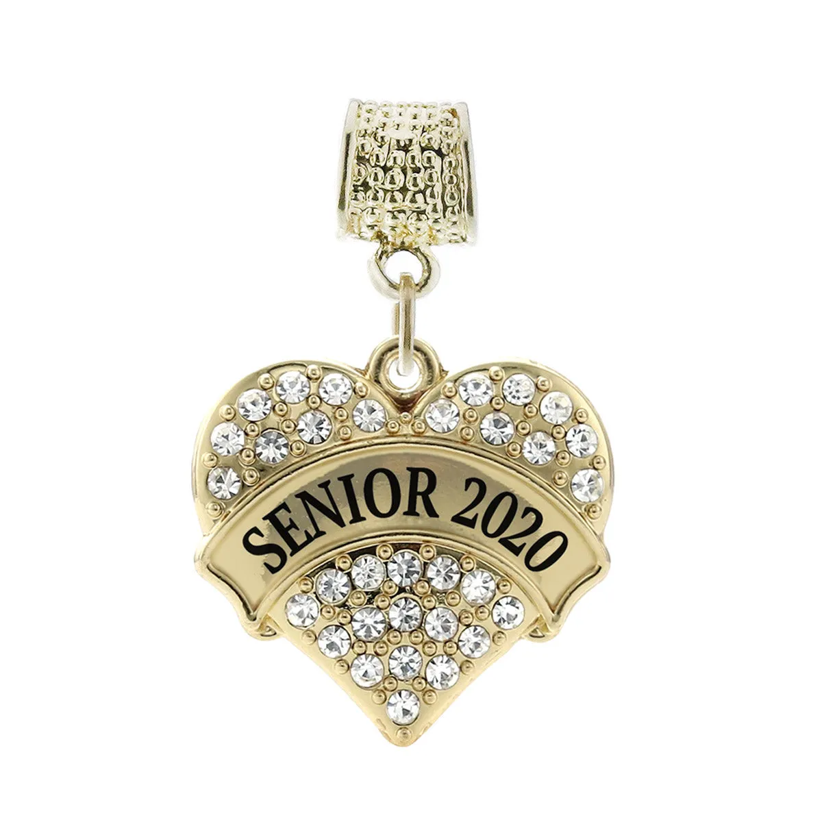 Gold Senior 2020 Pave Heart Memory Charm