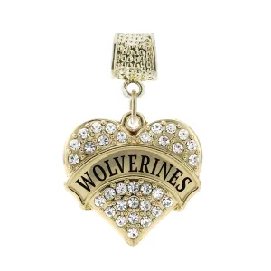 Gold Wolverines Pave Heart Memory Charm