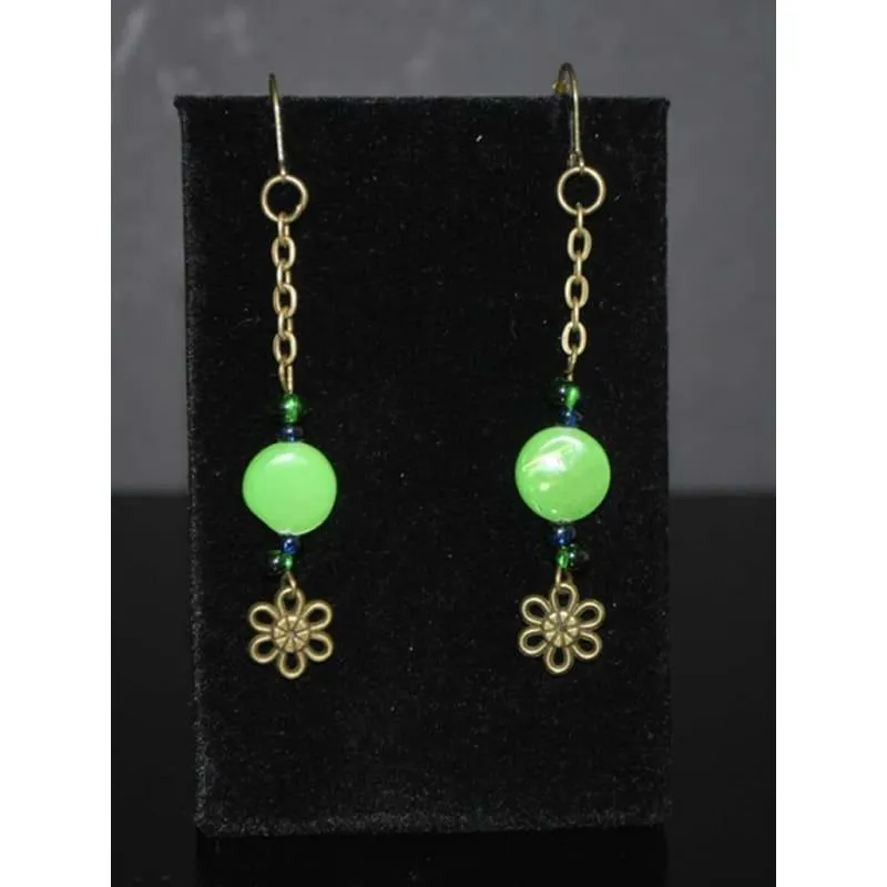 Green Antique Dangle Boho Earrings